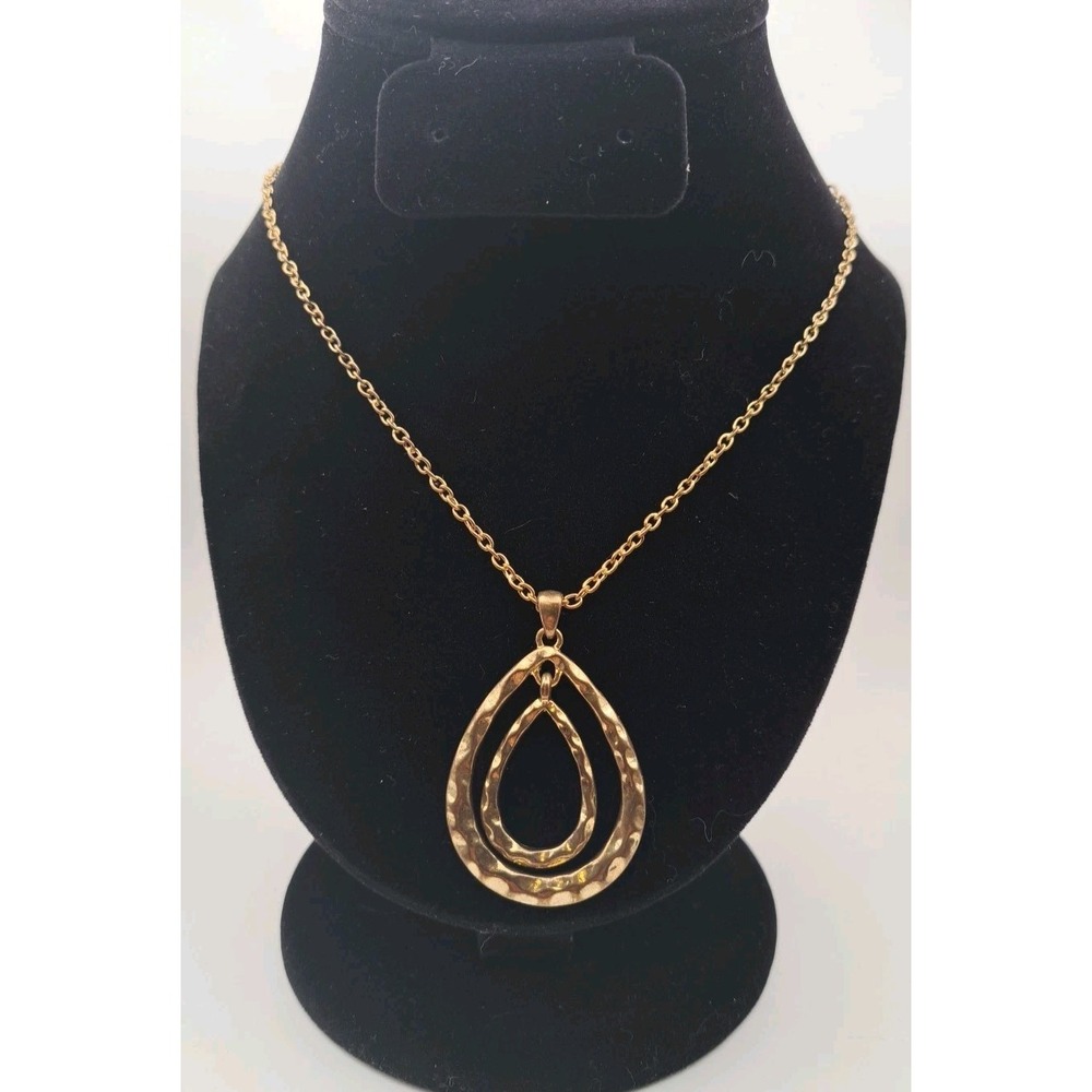 Teardrop 3  Drops Necklace Gold Tone Chain Lobster Clasp Adjustable 24 Inch